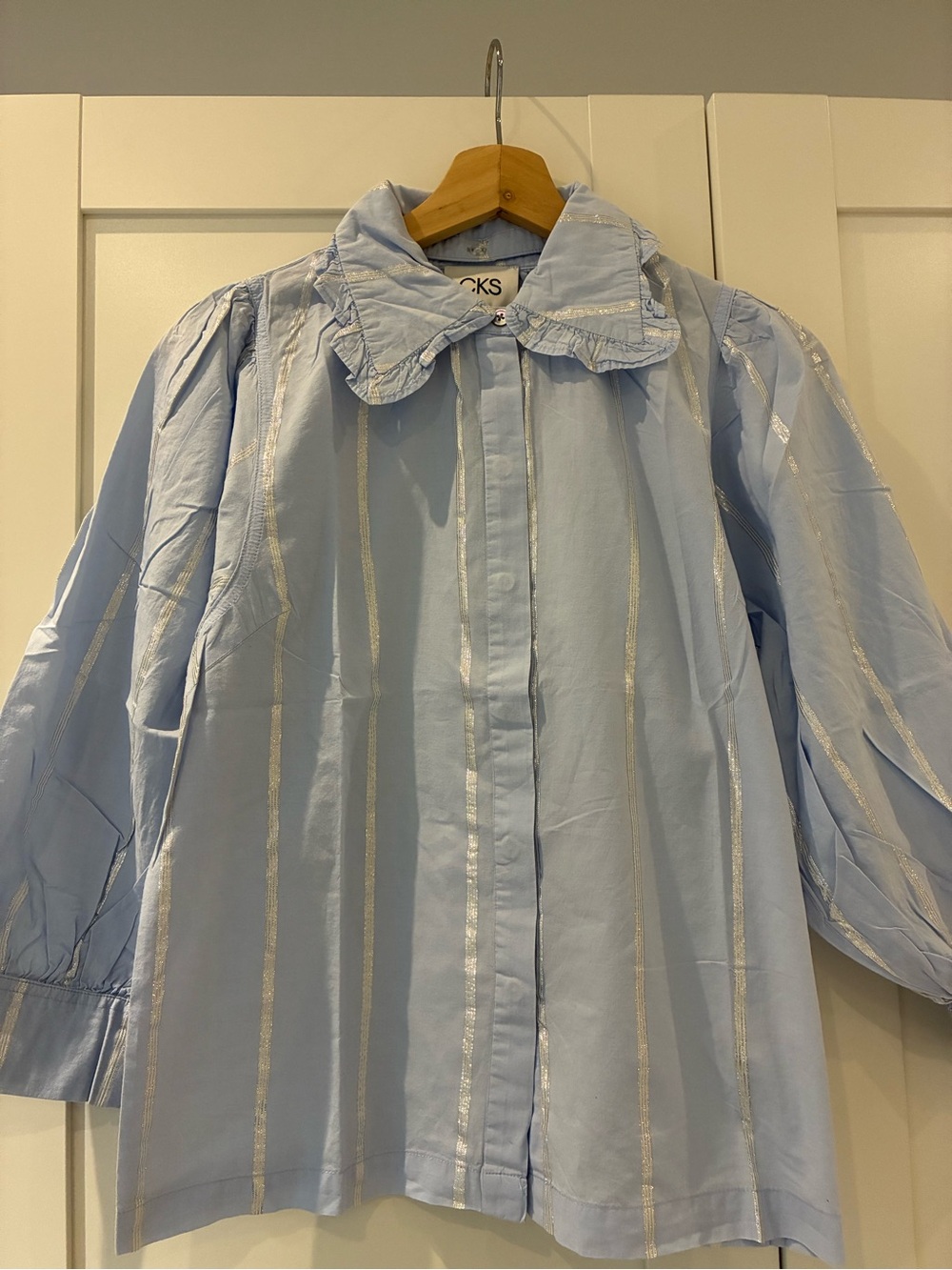 Cks Blue Blouse with Metallic Stripes
